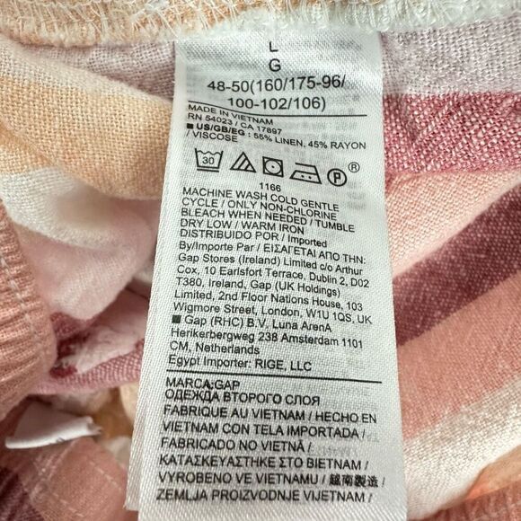 Gap Women's Size Large Linen Blend Easy Pull On Shorts Pink Multi Stripe - Picture 4 of 5